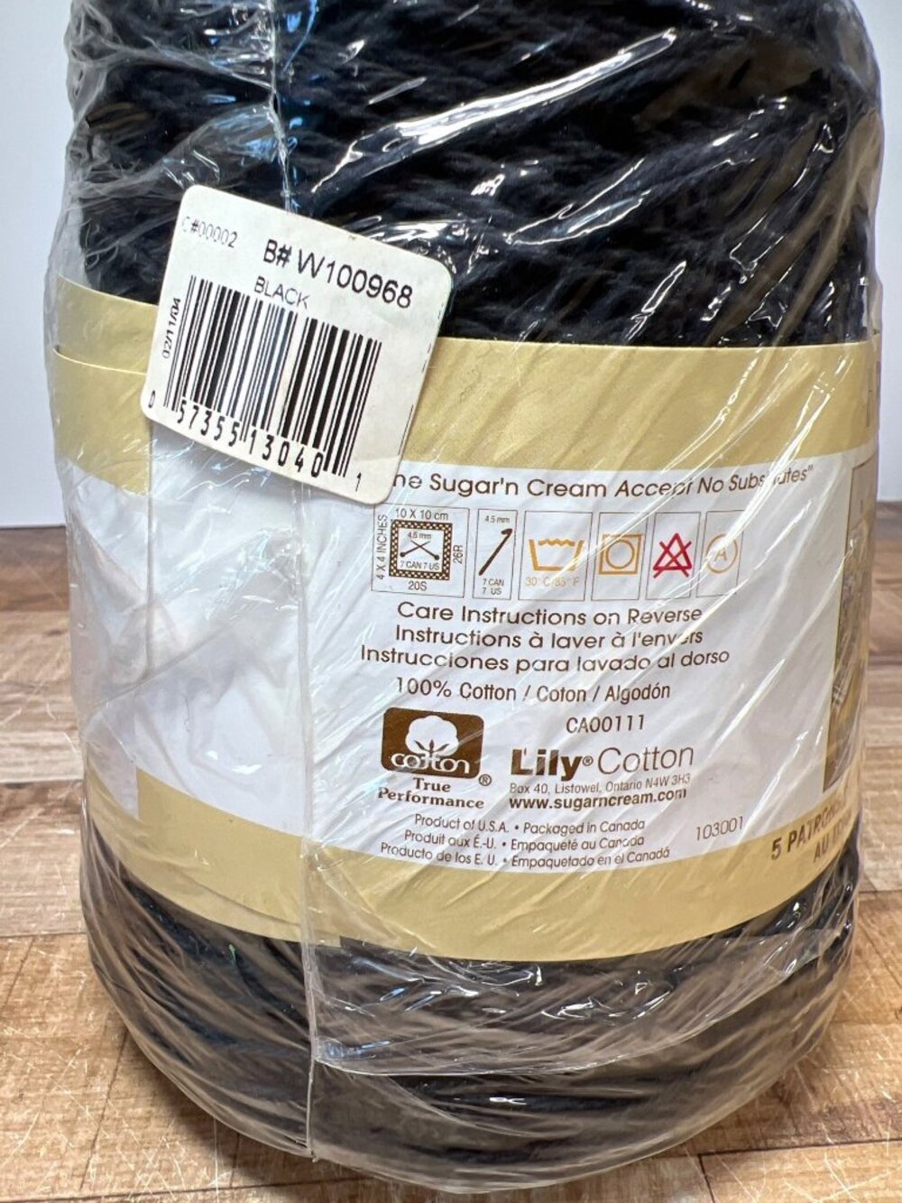 Lily Sugarn Cream 1 LB Black Yarn 100% Cotton Worsted 4-Ply Knitting & Crochet - Picture 2 of 5